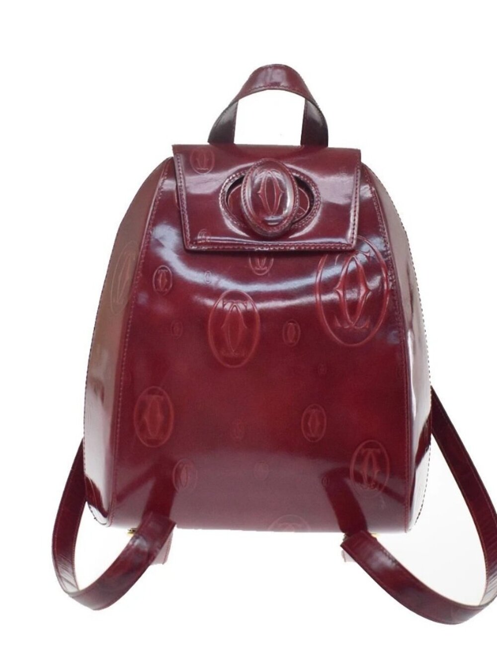 Cartier Happy 2C Logo Birthday Backpack Patent Leather Red France 77CB273